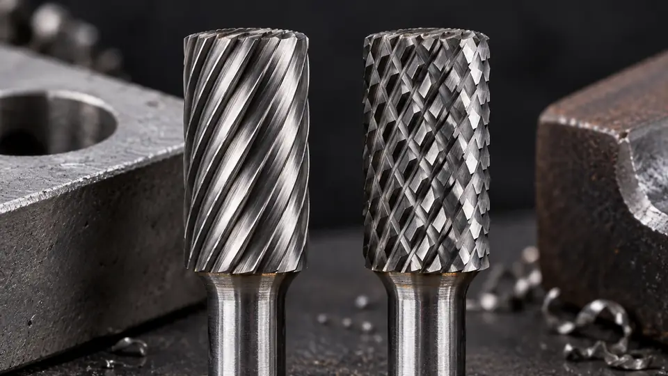 Single cut and double cut carbide burr tooth patterns
