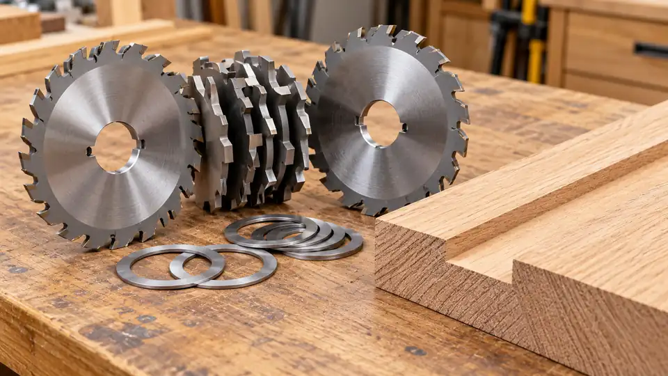 Stacked dado blade set with chippers and spacer rings